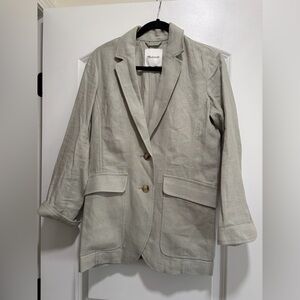 MADEWELL Women's light-green Cotton-Linen Relaxed Larsen Blazer